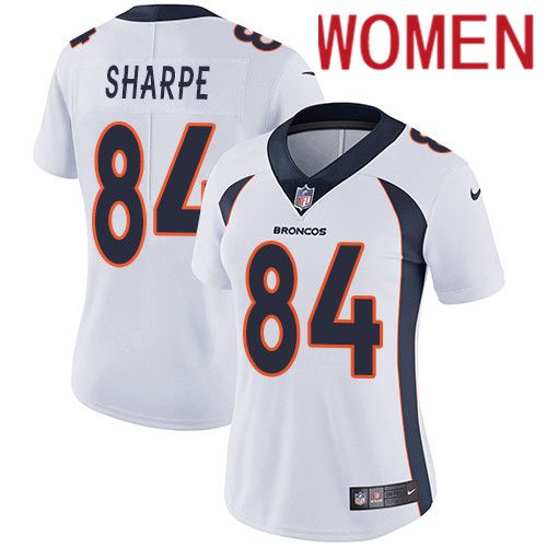 Women Denver Broncos 84 Shannon Sharpe White Nike Vapor Limited NFL Jersey